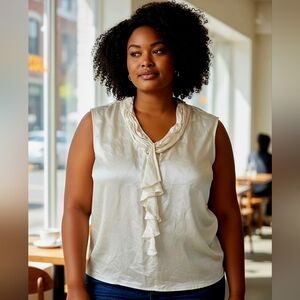 Banana Republic Cream Ruffle Blouse XL